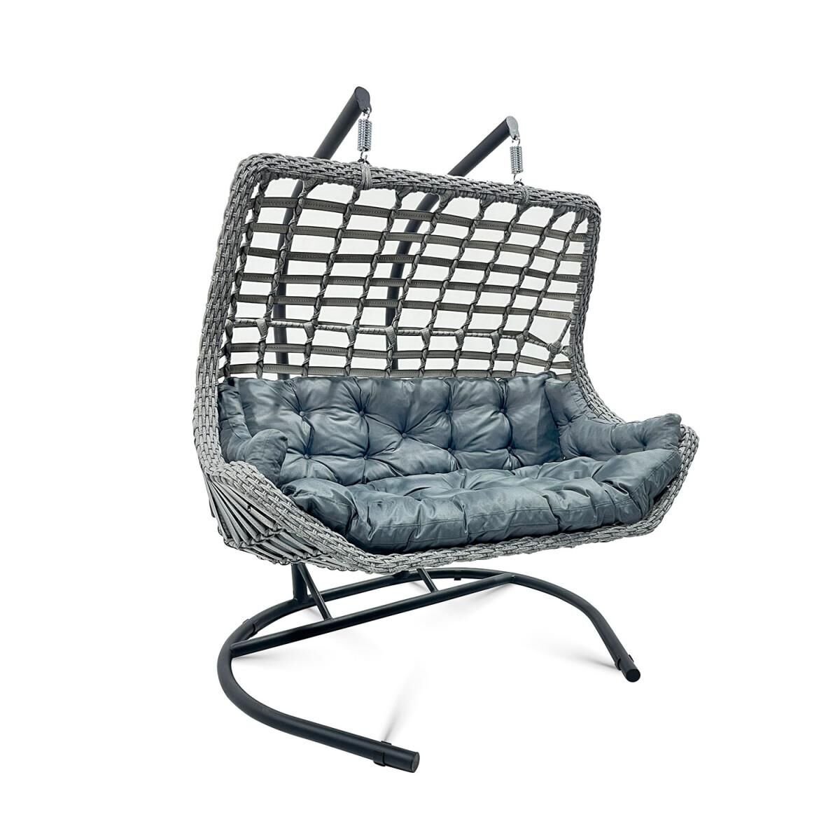 Akr Balina Rattan İkili Salıncak Gri