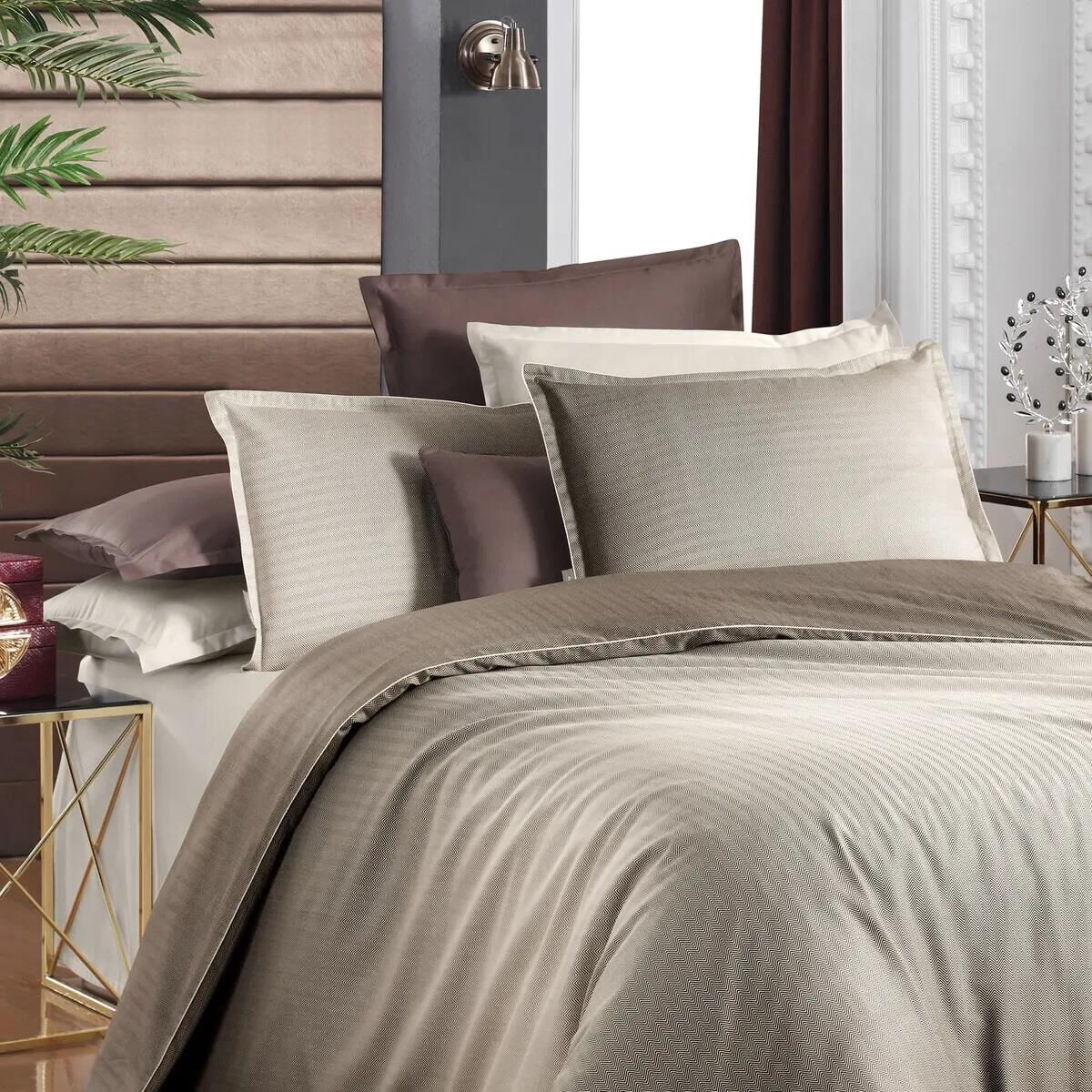Sarev Pure Life Solido Tencel Nevresim Takımı Çift Kişilik Bej