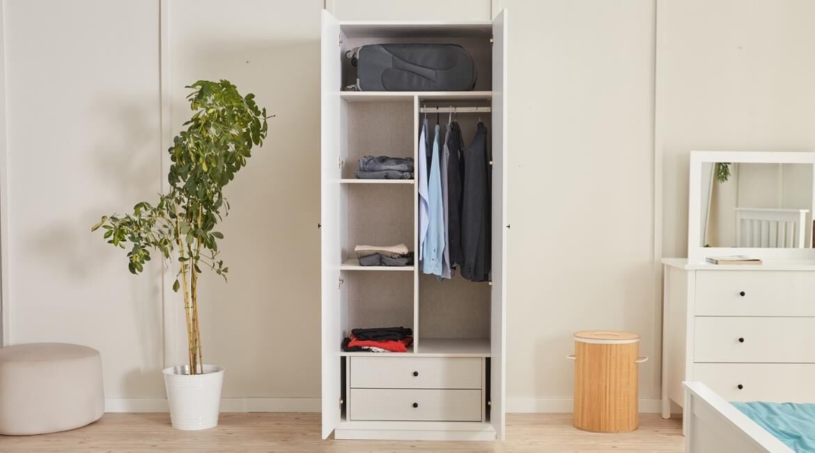 Mil Pan 2 Kapaklı Çekmeceli Gardırop