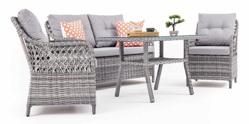 Sdr Sofya Rattan Çay Seti 2+1+1+Masa Stone