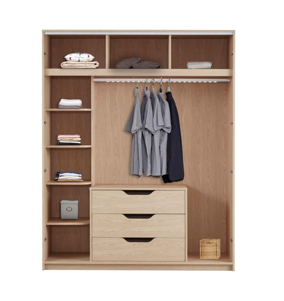 Arn Pera Dört Kapılı Akordeon Cam Kapaklı Dolap