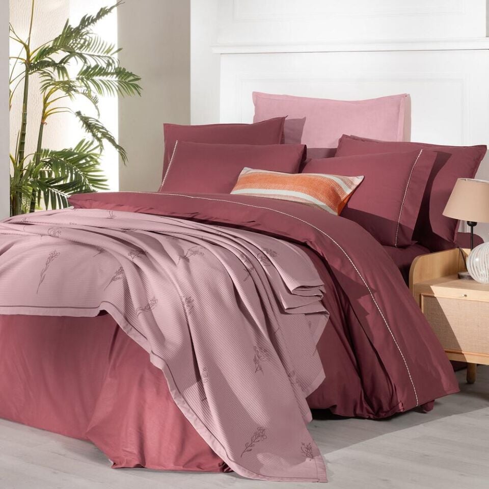 Sarev Eva Eldon Pikeli Nevresim Takımı Çift Kişilik Pembe