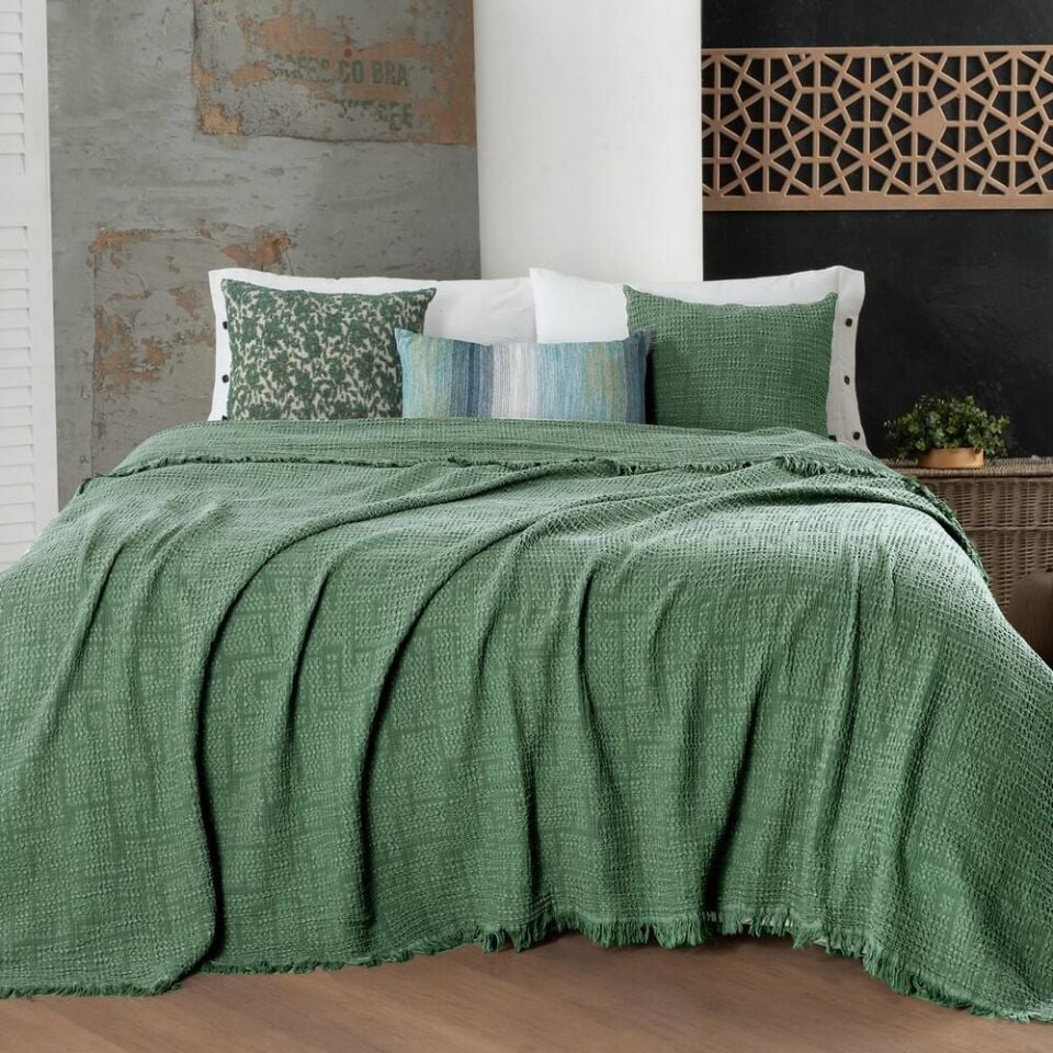 Sarev Cher Yatak Örtüsü Tek  Kişilik Açık Yeşil