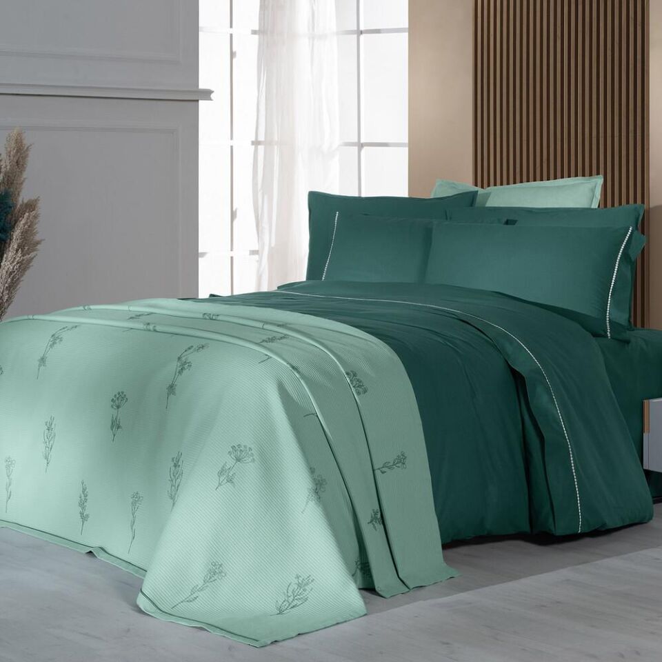 Sarev Eva Eldon Pikeli Nevresim Takımı Çift KişilikYeşil