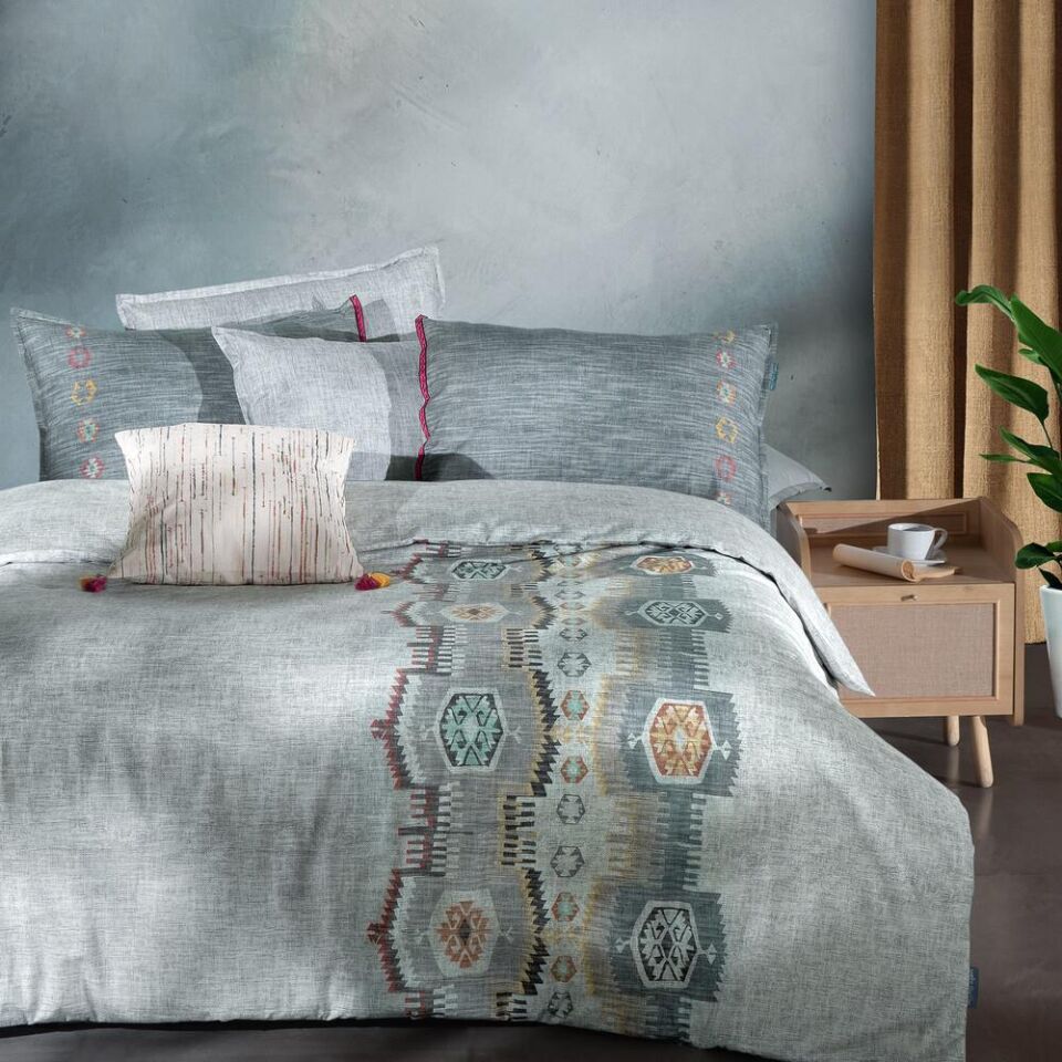 Sarev Zeno Fancy Nevresim Takımı Çift Kişilik Gri