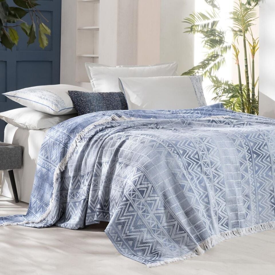 Sarev Raına Pike Takımı Tek Kişilik Mavi