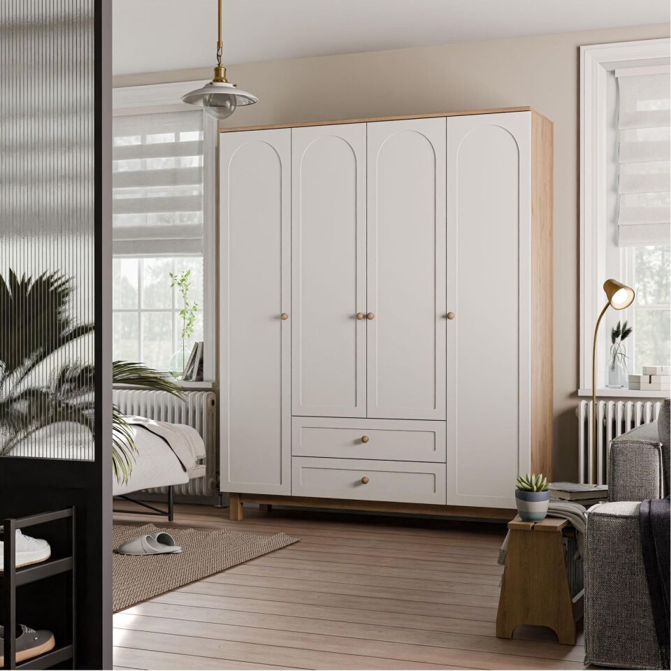 Vm 3430 4 Kapılı Gardırop Bohem Membran (Sepet-Beyaz)