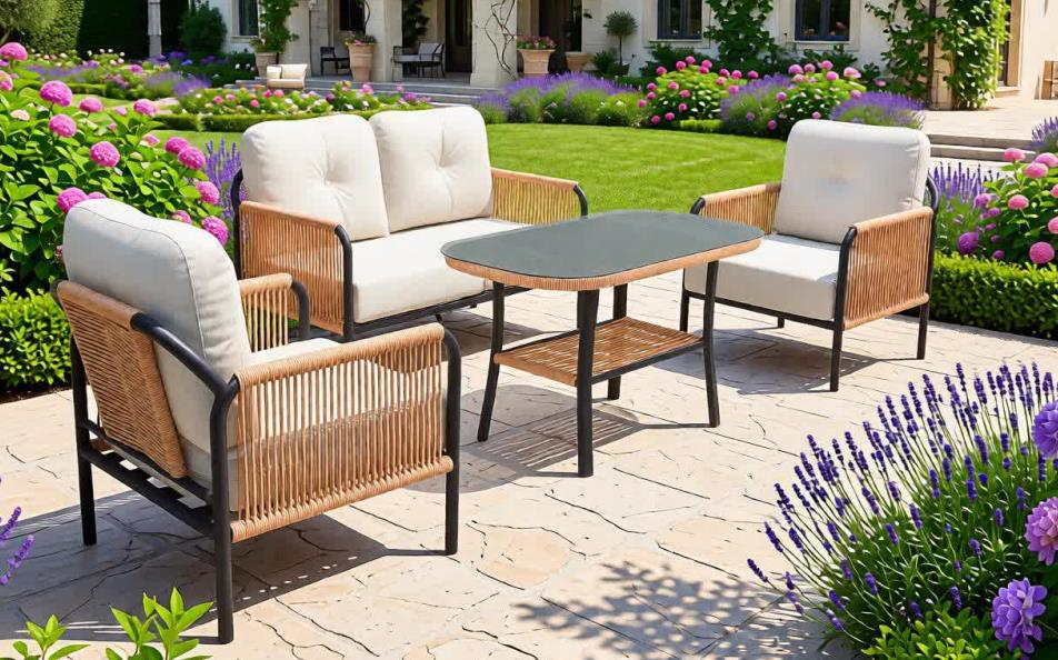 Garden Otto 2 Li Takım 2+1+1+Masa Krem