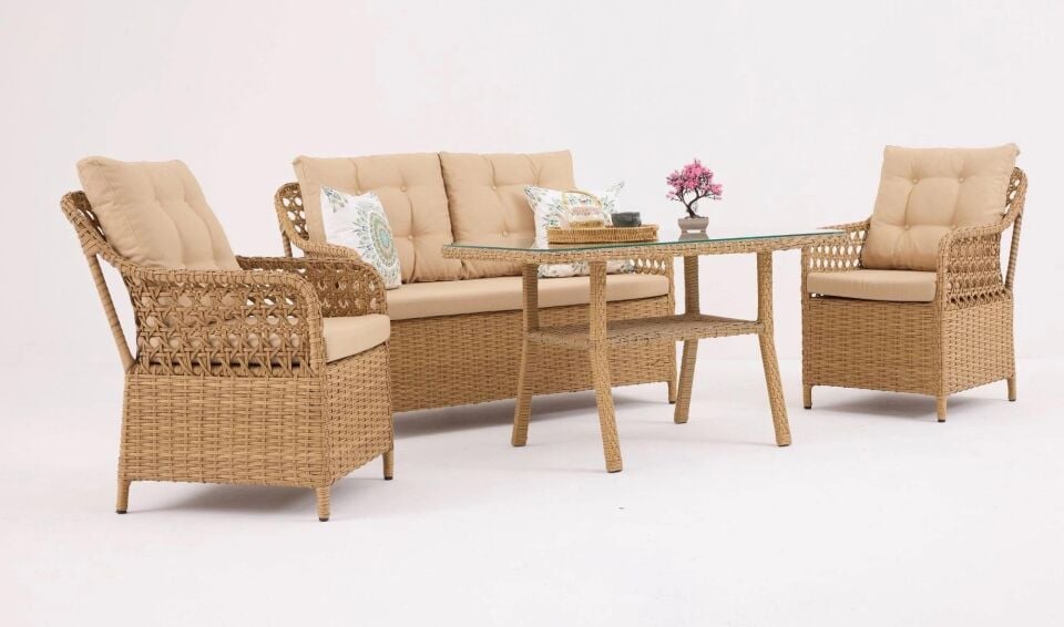 Sdr Sofya Rattan Çay Seti 2+1+1+Masa Eskitme