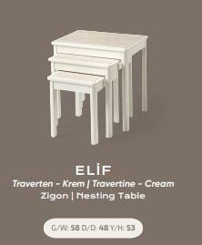 Nar Elif Zigon Sehpa Traverten Krem