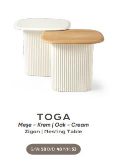 Nar Toga Zigon Sehpa Meşe Krem