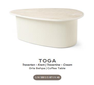 Nar Toga Orta Sehpa Traverten Krem