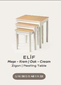 Nar Elif Zigon Sehpa Meşe Krem