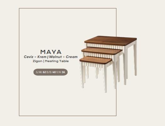 Nar Maya Zigon Sehpa Ceviz Krem