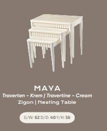 Nar Maya Zigon Sehpa Traverten Krem