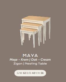 Nar Maya Zigon Sehpa Meşe Krem