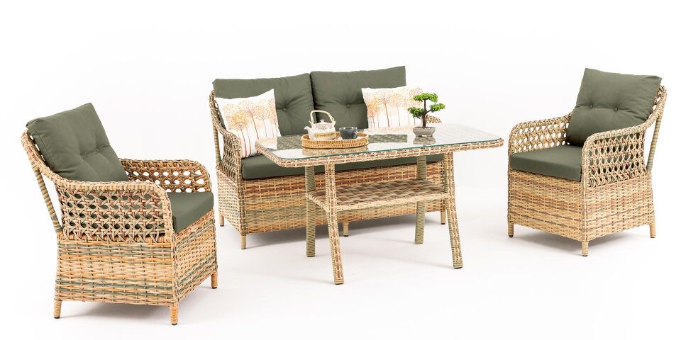 Sdr Sofya Rattan Çay Seti 2+1+1+Masa Elvan