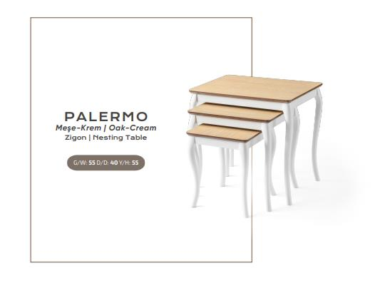 Nar Palermo Zigon Sehpa Meşe Krem