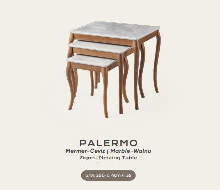 Nar Palermo Zigon Sehpa Mermer Ceviz