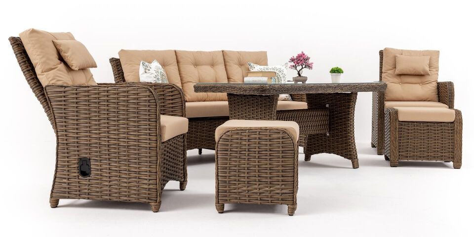 Sdr Cakarta Oturma Grubu 3+1+1+Masa+Puf Kahve