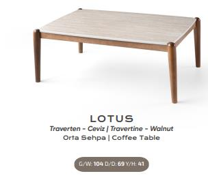 Nar Lotus Orta Sehpa Traverten-Ceviz