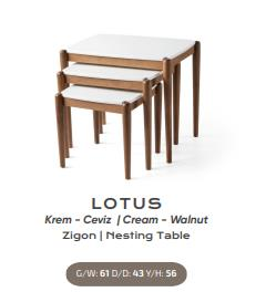 Nar Lotus Zigon Sehpa Krem-Ceviz
