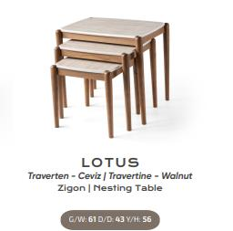 Nar Lotus Zigon Sehpa Traverten-Ceviz