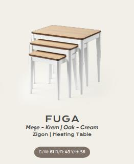 Nar Fuga Zigon Sehpa Meşe-Krem