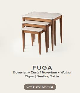 Nar Fuga Zigon Sehpa Traverten-Ceviz