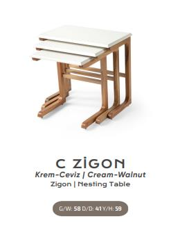 Nar C Zigon Sehpa Krem-Ceviz