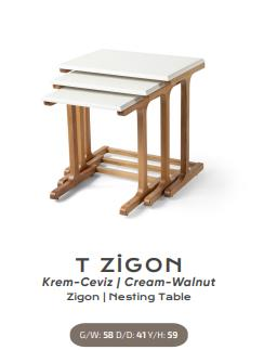 Nar T Zigon Sehpa Krem-Ceviz