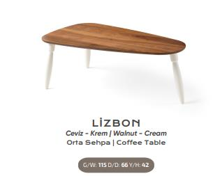 Nar Lizbon Orta Sehpa Ceviz - Krem