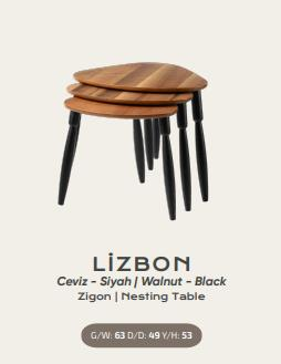 Nar Lizbon Zigon Sehpa Ceviz - Siyah