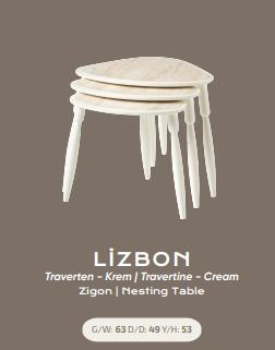 Nar Lizbon Zigon Sehpa Traverten - Krem