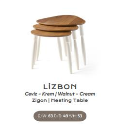 Nar Lizbon Zigon Sehpa Ceviz - Krem