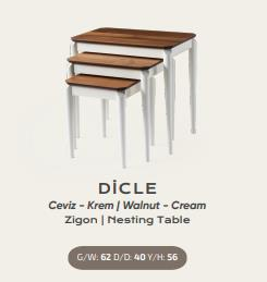 Nar Dicle Zigon Sehpa Ceviz Krem