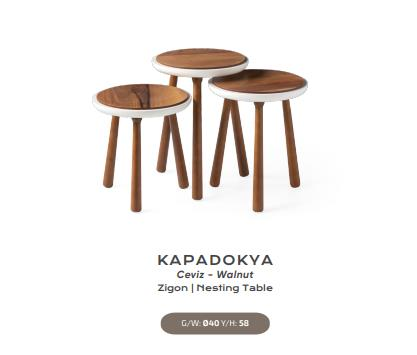 Nar Kapadokya Zigon Sehpa Ceviz