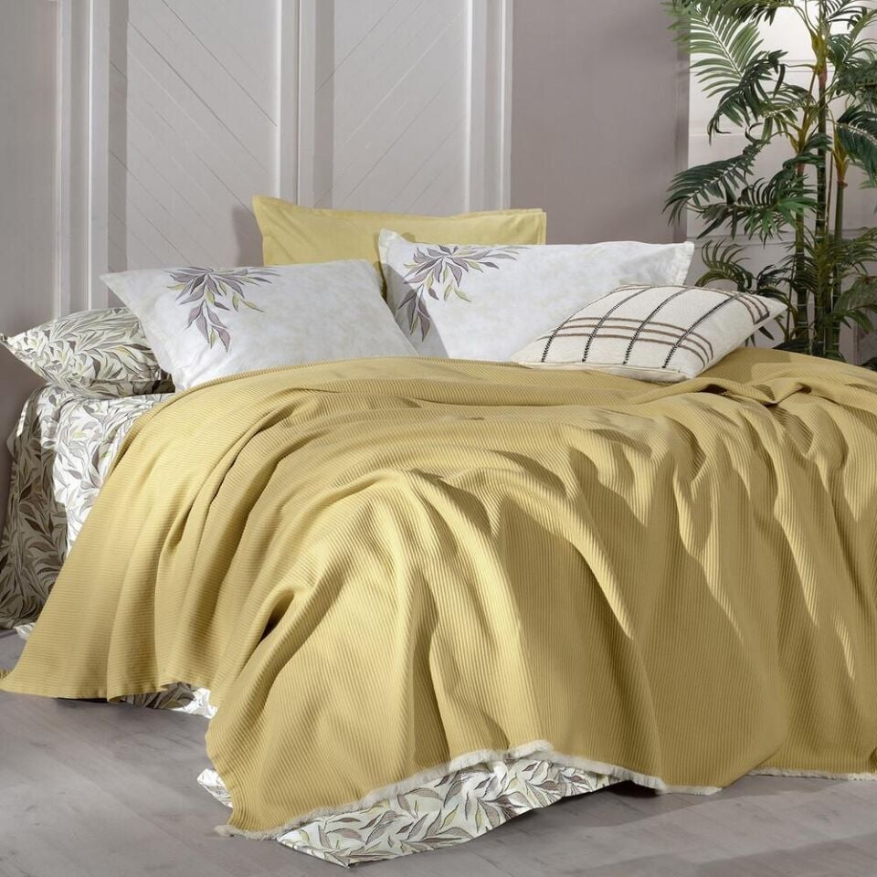 Sarev Adrıan Pike Takımı Çift  Kişilik Sarı Bej