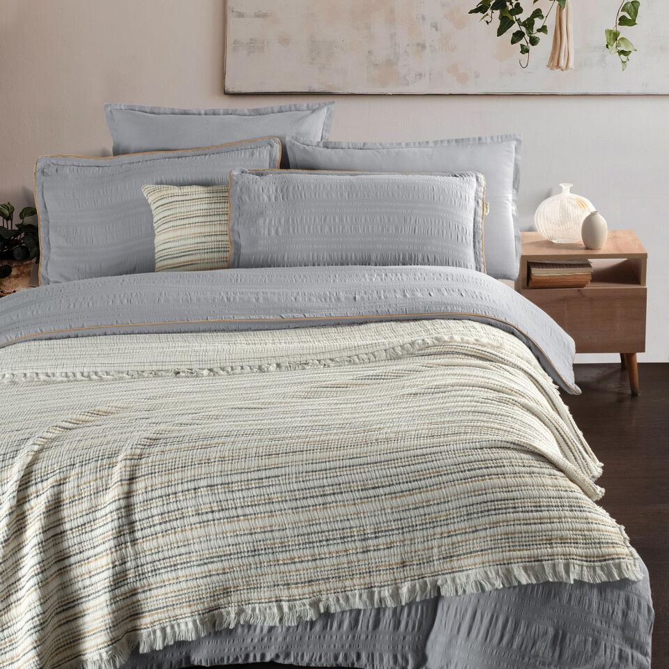 Sarev Mare Yatak Örtüsü Tek Kişilik Gri