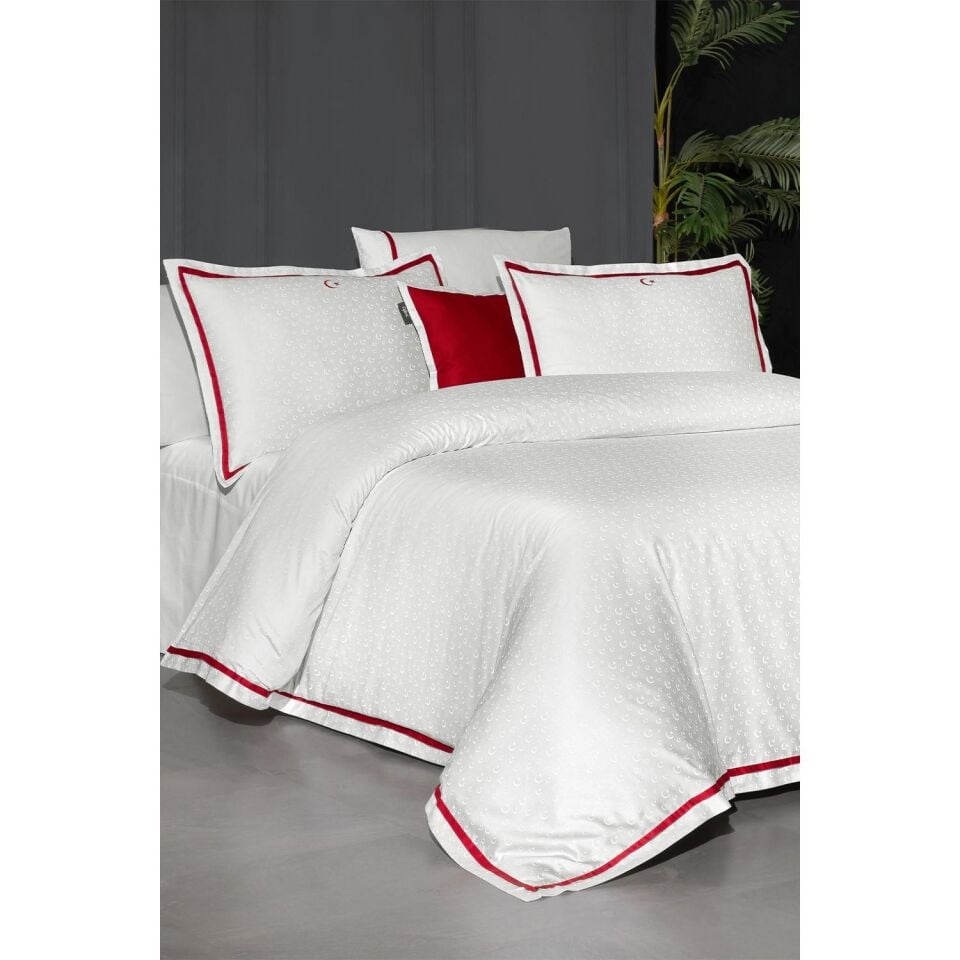 Sarev Republic Saten Nevresim Takımı Çift Kişilik Beyaz