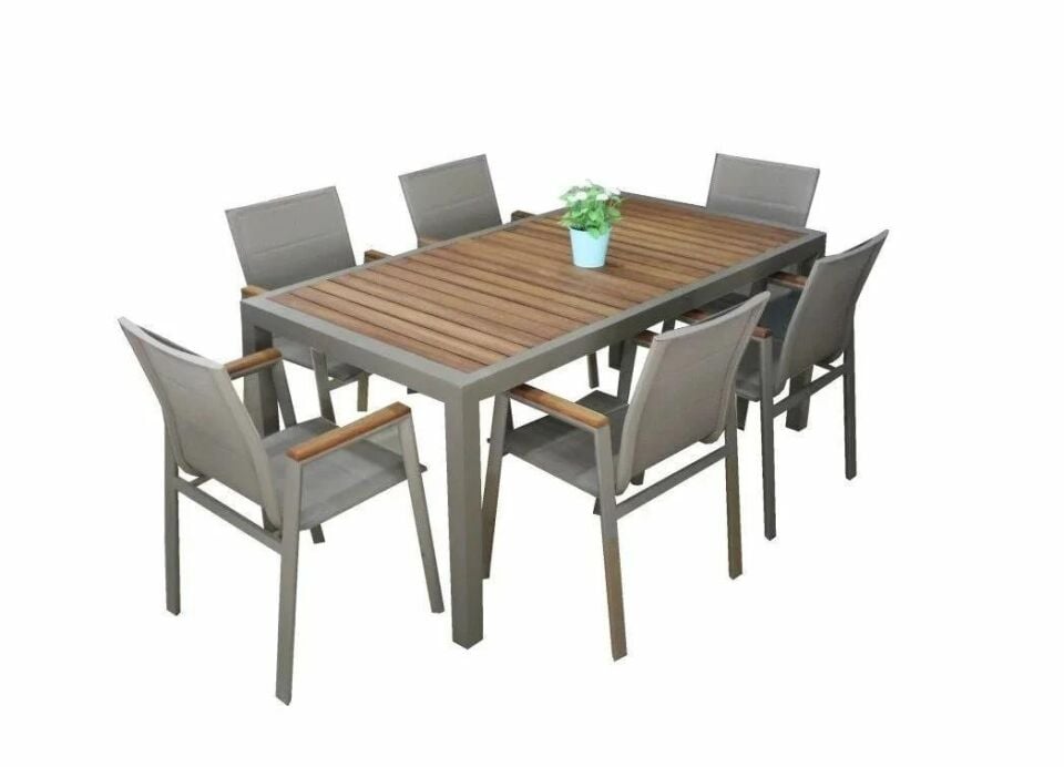 Akr 90*160 Alüminyum 6 Lı Masa Seti Cappicino