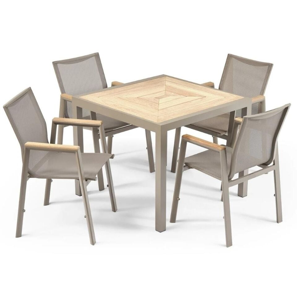 Akr 80*80 Alüminyum 4 Lü Masa Seti Cappicino