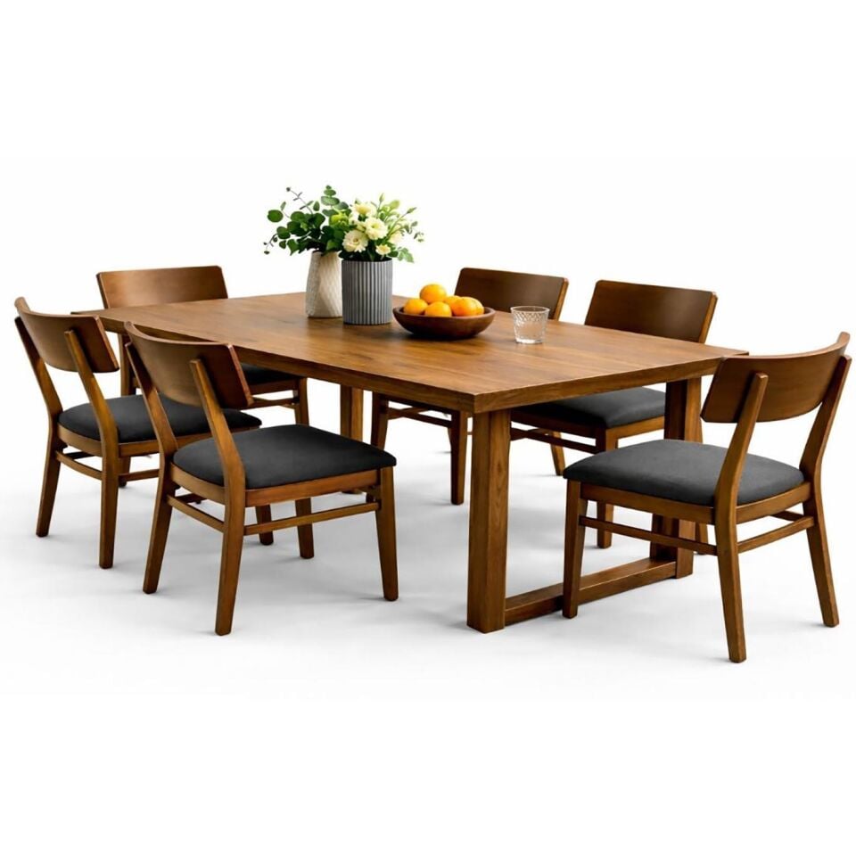 Plm Kobra Panel Ahşap 6 Lı Masa Takımı 90*170