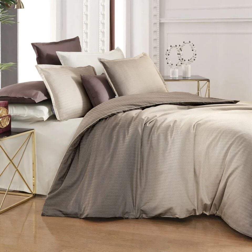 Sarev Pure Life Solido Tencel Nevresim Takımı Çift Kişilik Bej