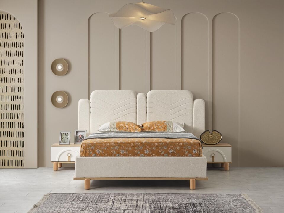 Bym Bahar Çift Kişilik Karyola Başlık Dahil(Bazalı)