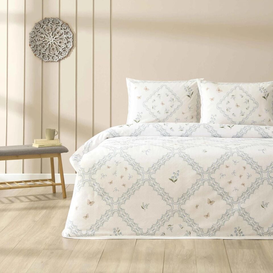 Taç 5058 Clarien Mavi Pike Takımı Çift Kişilik