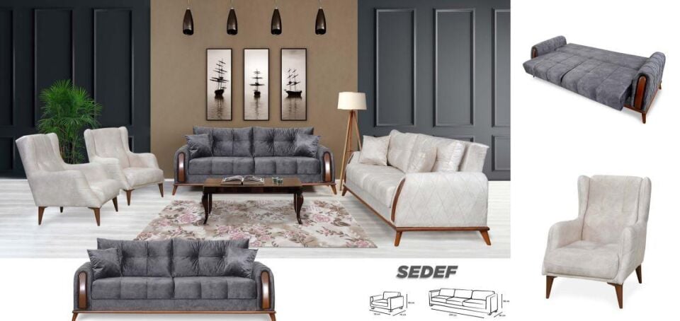 Prl Sedef Koltuk Takımı 3+3+1