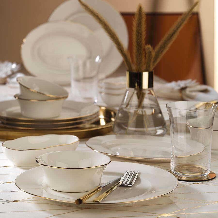Kütahya İnci Bone Kalıpso Kahvaltı Takımı 16 Prç Altın File